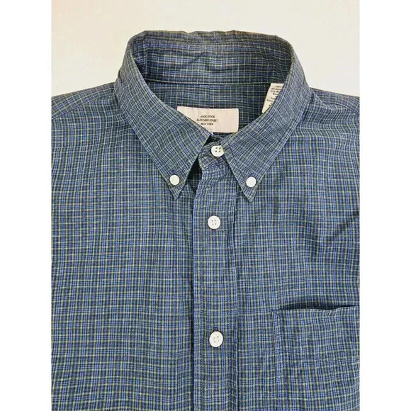 Jack Spade Size Medium Men's Blue Black Yellow Trim Check Button Down L/S Shirt - Picture 1 of 11